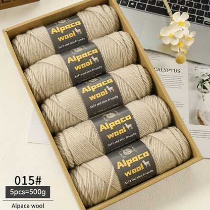 500G Alpaca Wool Yarn, 245 Thick Knitting Needles, Multi-Colored Kit for Autumn and Winter Fashion DIY Projects. Includes Yarn for Sweaters, Cardigans, Scarves, Hats, Gloves, Pants, and