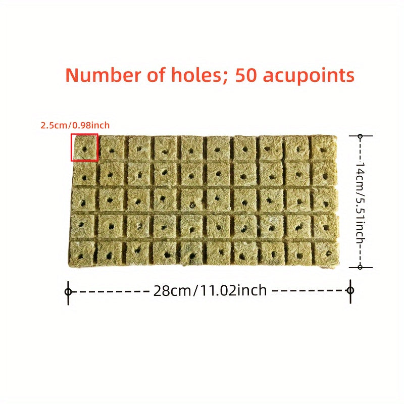 Pack of 100 Square Soilless Cultivation Holes for Agricultural Plant Germination and Seedling Tools.