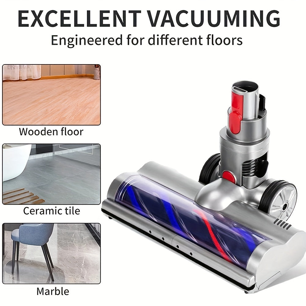 Replacement motorhead for Dyson models V7, V8, V10, V11, V15, SV10, SV12, and SV14. This vacuum cleaner electric brush head features 4 LED lights, perfect for cleaning hard floors and low carpets.