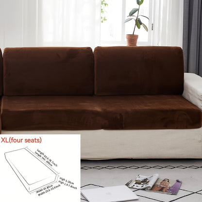 Golden Velvet Sofa Cover provides winter warmth and dustproof furniture protection. Easy to clean with elastic fabric, it offers full coverage and universal anti-slip design. Also serves as an anti-cat scratch back cover, cloth cushion cover suitable for