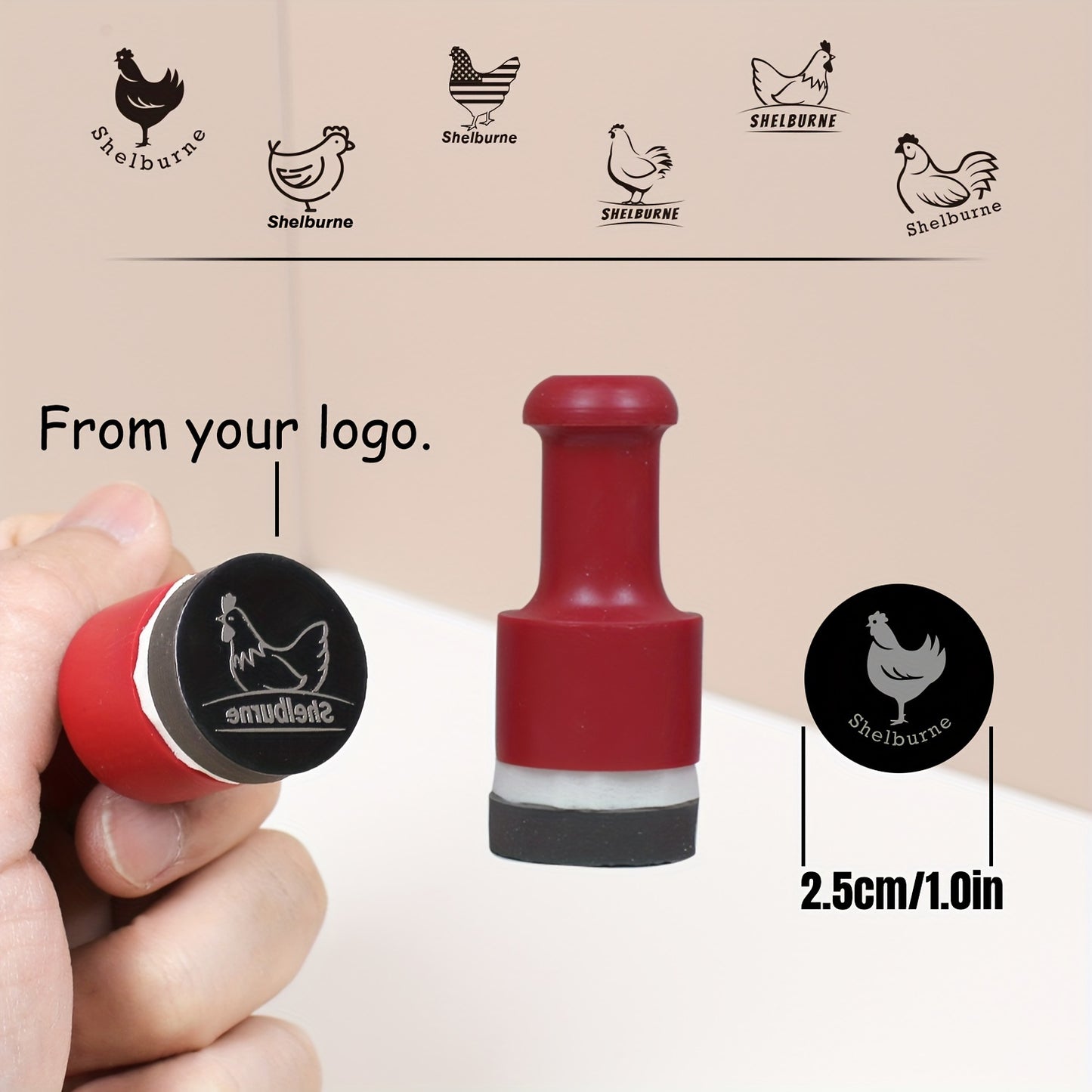 Customizable round hard rubber egg stamp for fresh eggs, personalized farm fresh stamp for chicken and duck eggs, durable kitchen gadget.