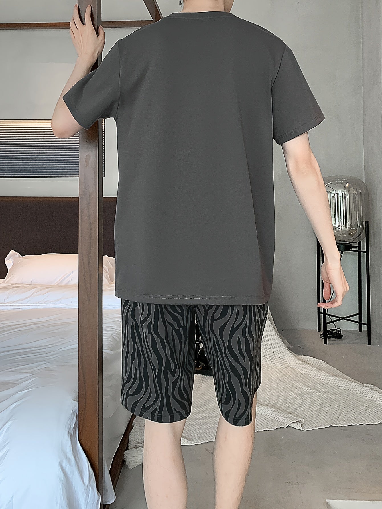 Men's cotton pajama set with short sleeves, perfect for summer.