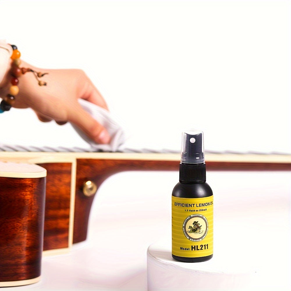 2 packs of 50ml Fretboard Oil for guitar cleaning, includes Lemon Oil and soft cloth