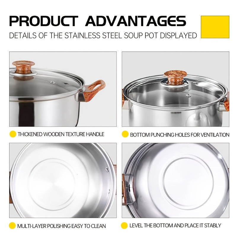 Stainless Steel Cookware Set with Kettle - Includes 10 Pieces of Durable Soup & Milk Pots, Ideal for Home Kitchens