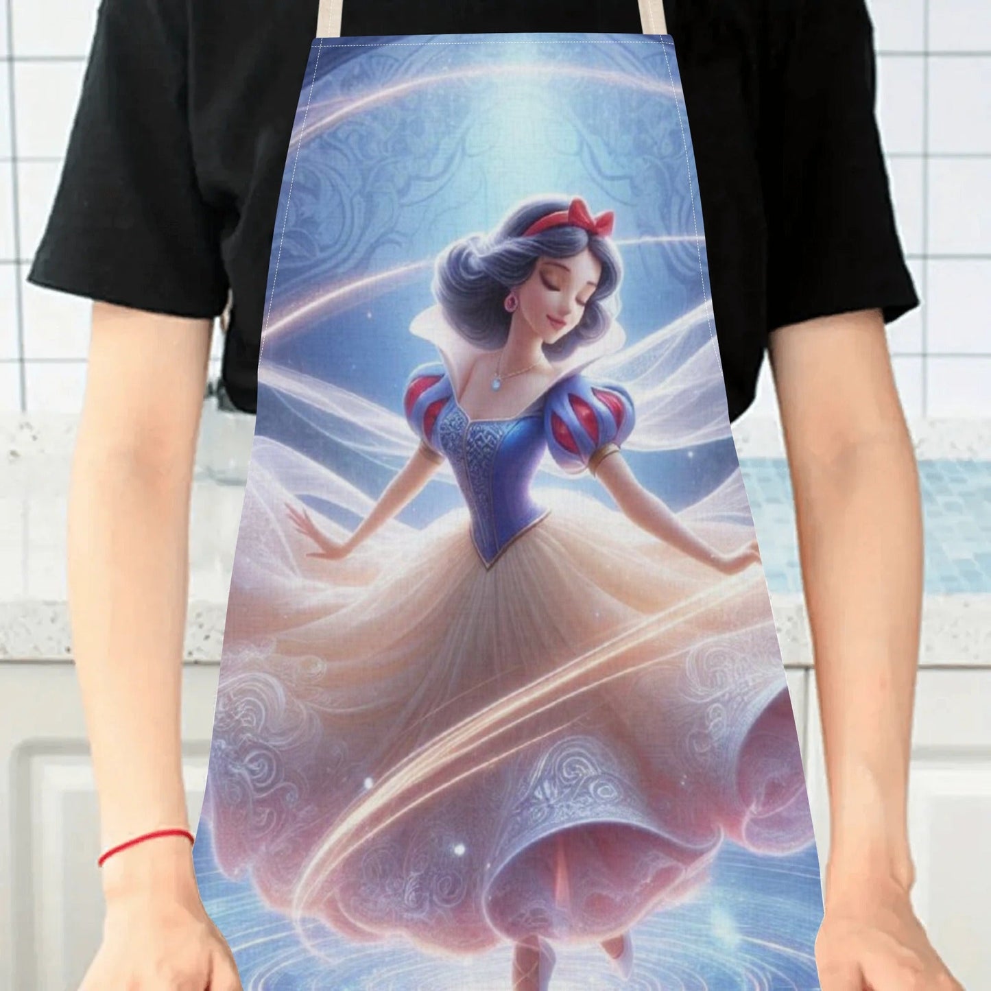 Shiny Polyester| Disney Cinderella Waterproof Apron - Enchanting Princess Pattern, Strong Polyester Material, Perfect for Home, Restaurants, Bakeries & Food Industry