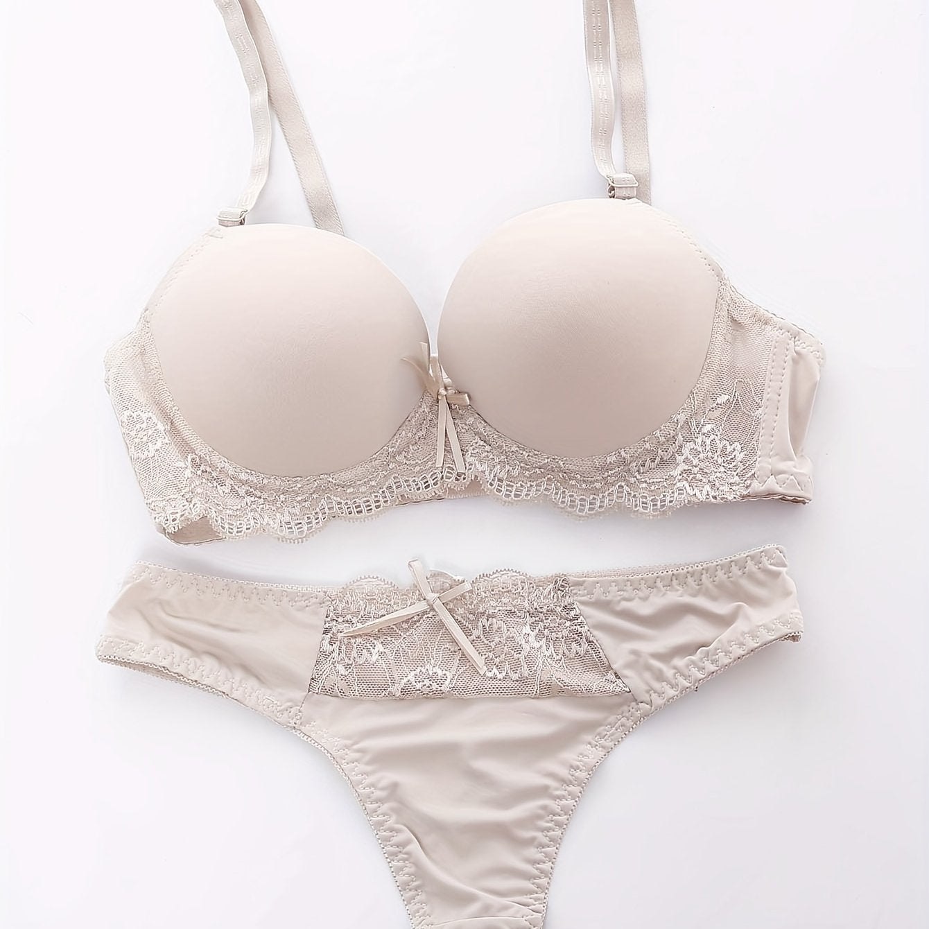 Stylish lingerie set with scallop lace trim, cami bra, and panties for women.