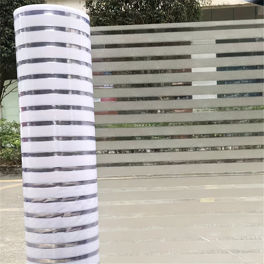 1 roll of 1/2 inch striped anti-peeping glass film, PVC waterproof adhesive window sticker, perfect for enhancing the décor in offices and homes.