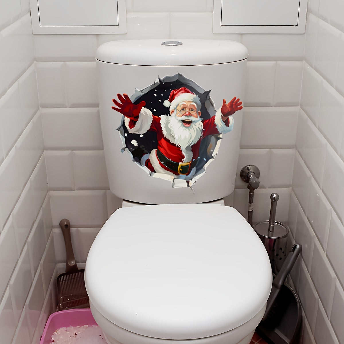 Wholesale set of Santa Claus wall stickers (1pc, 30*30cm) for home decor (living room, bedroom, bathroom). BM3073-YL