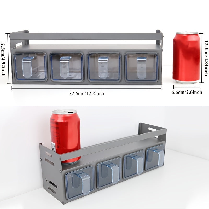 Wall-Mounted Spice Organizer Set with Seasoning Containers & Canisters, Aluminum Material, No-Drill Installation