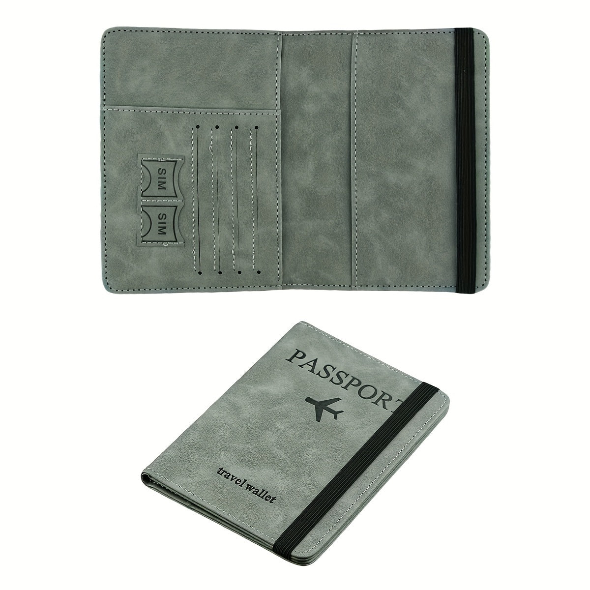 RFID Passport Holder, thin retro PU wallet for travel documents