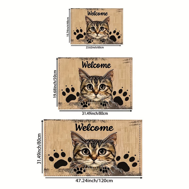 This Non-Slip Polyester Doormat with Cat Design is Both Stylish and Functional. Machine Washable for Easy Care, this Rectangle Indoor Entrance Rug is Perfect for the Kitchen, Living Room, Bedroom. A Decorative Floor Mat that will Welcome You Home.