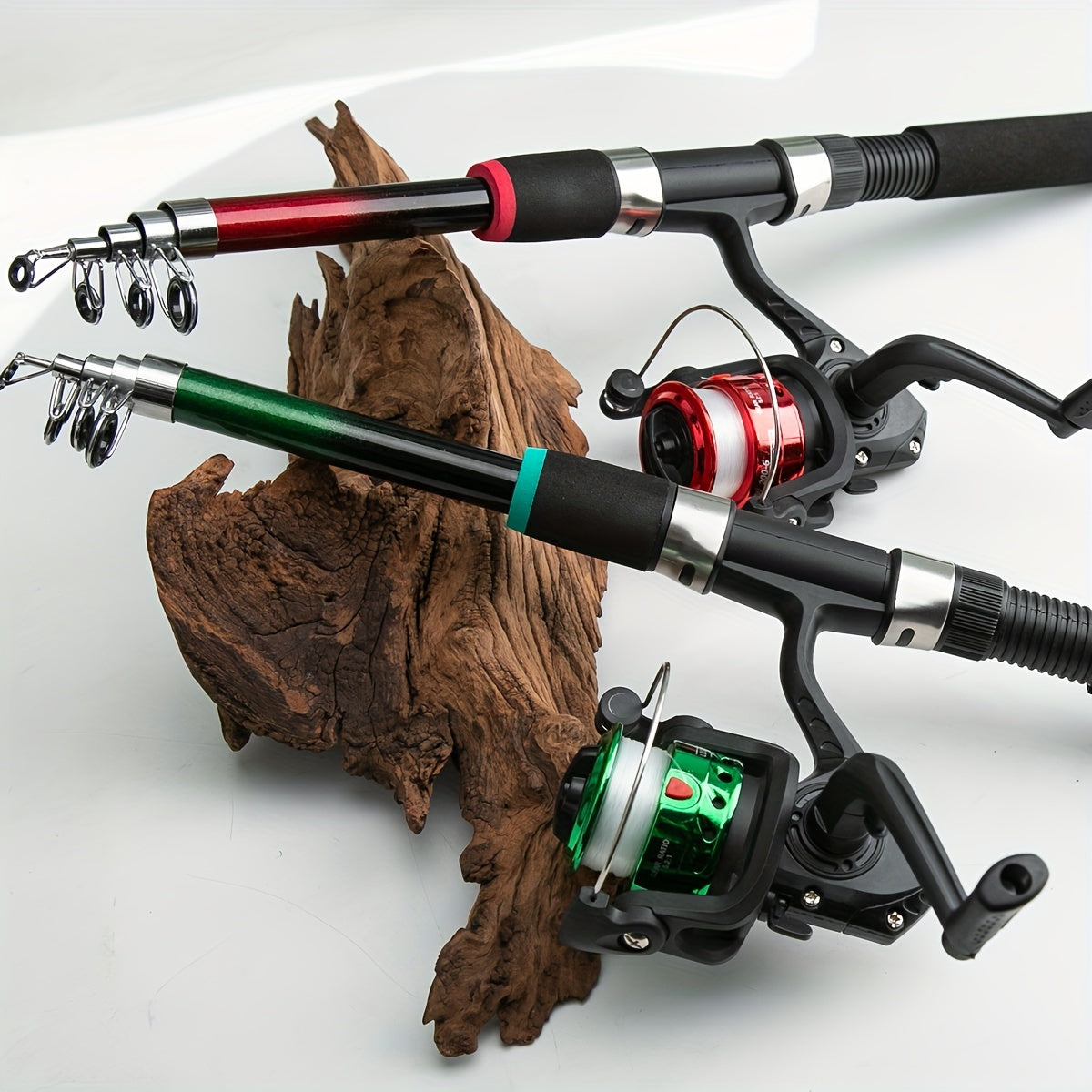 Travel-friendly telescopic fishing rod set with feeder, made of durable FRP, includes carp spinning pole, reel, baits, and hooks.