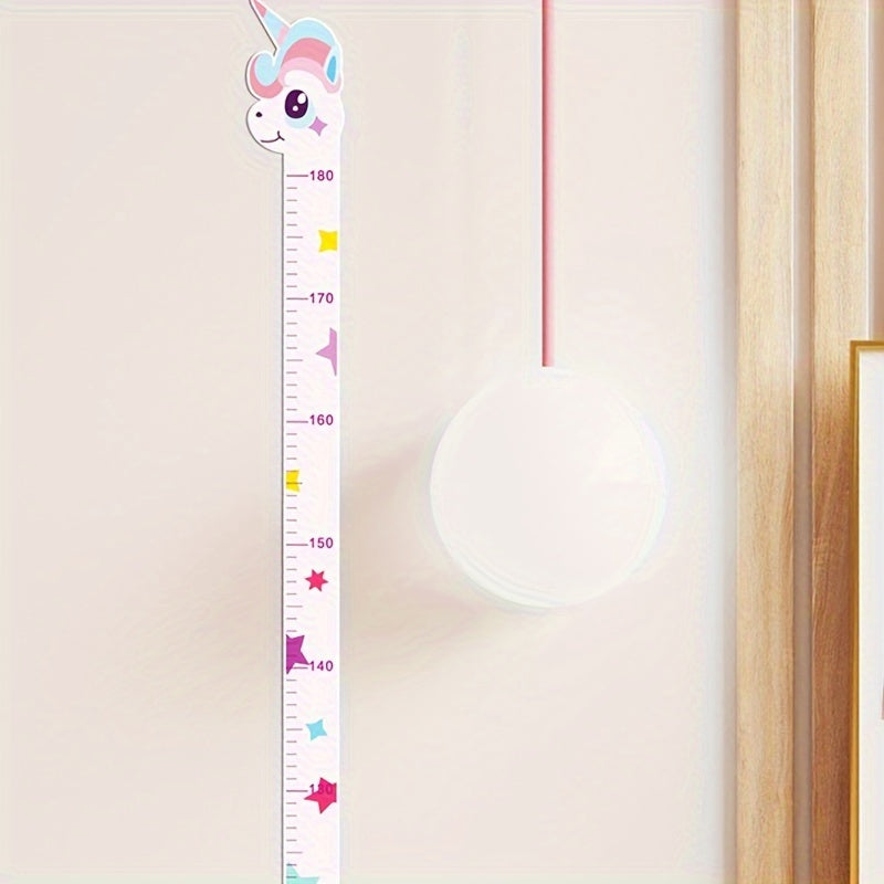 Cute cartoon animal height chart sticker for kids' rooms. Easy to install and self-adhesive.