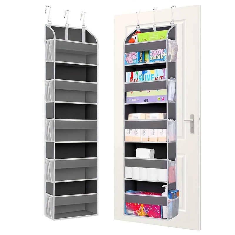 Door Hanging Storage Organizer featuring 5 pockets and 10 mesh bags, with a weight capacity of up to 44lbs (approx. 20kg). This organizer includes a clear window for easy visibility and is perfect for storing items in the bedroom, shoes, diapers, or