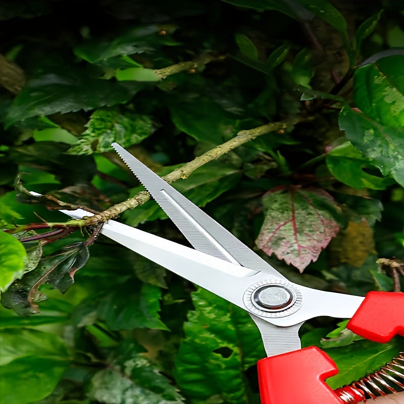 1pc premium stainless steel garden shears for effortless cutting, no battery required, classic style for home gardening enthusiasts.