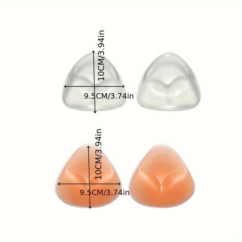 Silicone triangle bra pads - solid color, hand washable, reusable for swimwear and bikinis, 1 pair.