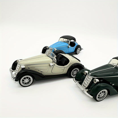 Durable aluminum alloy 1:32 scale classic car replica, perfect for gifting. Great for desk or home decor.