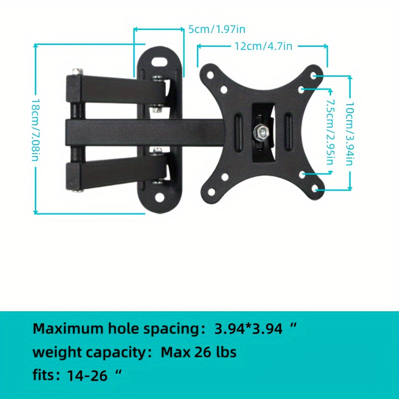 Adjustable TV & Monitor Wall Mount Bracket with Full Motion Articulating Arms for Swivel, Tilt & Extension - Compatible with 32-55 inch LED LCD Flat Curved Screens, Holds up to 44 lbs, Easy Installation with No Power Required.