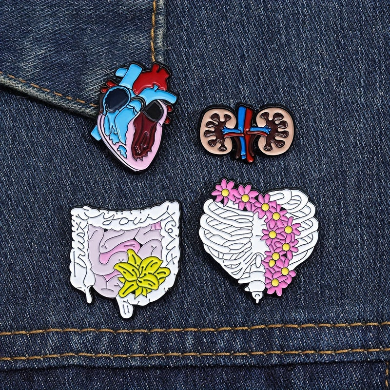 Gift for Friends: Hip Hop Brooch Set with 14 Body Structure Metal Badge Pins for Decoration on Backpack, Hat, or Clothes. Perfect for Jewelry Enthusiasts.