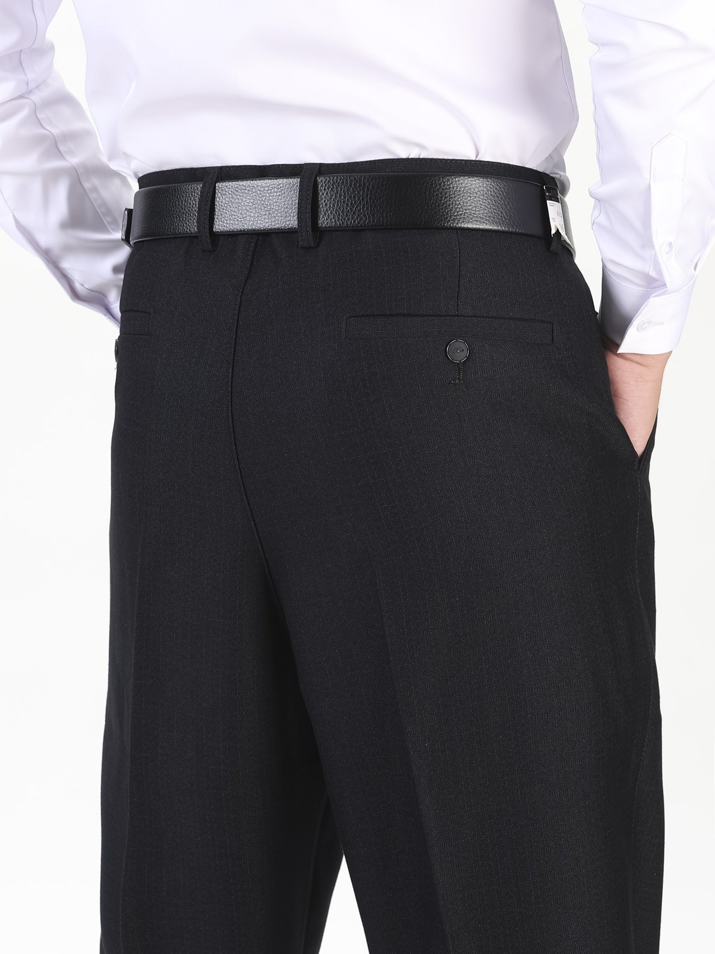 Plus Size Slim-Fit Men's Dress Pants, Solid Color, High-Quality Polyester Blend, Straight Leg, Pockets, Machine Washable, Business & Casual, 0XL-5XL