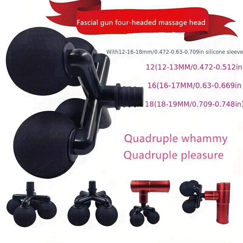 1pc Fascia gun with silicone and plastic massage heads for deep tissue muscle massaging on waist, legs, and shoulders.