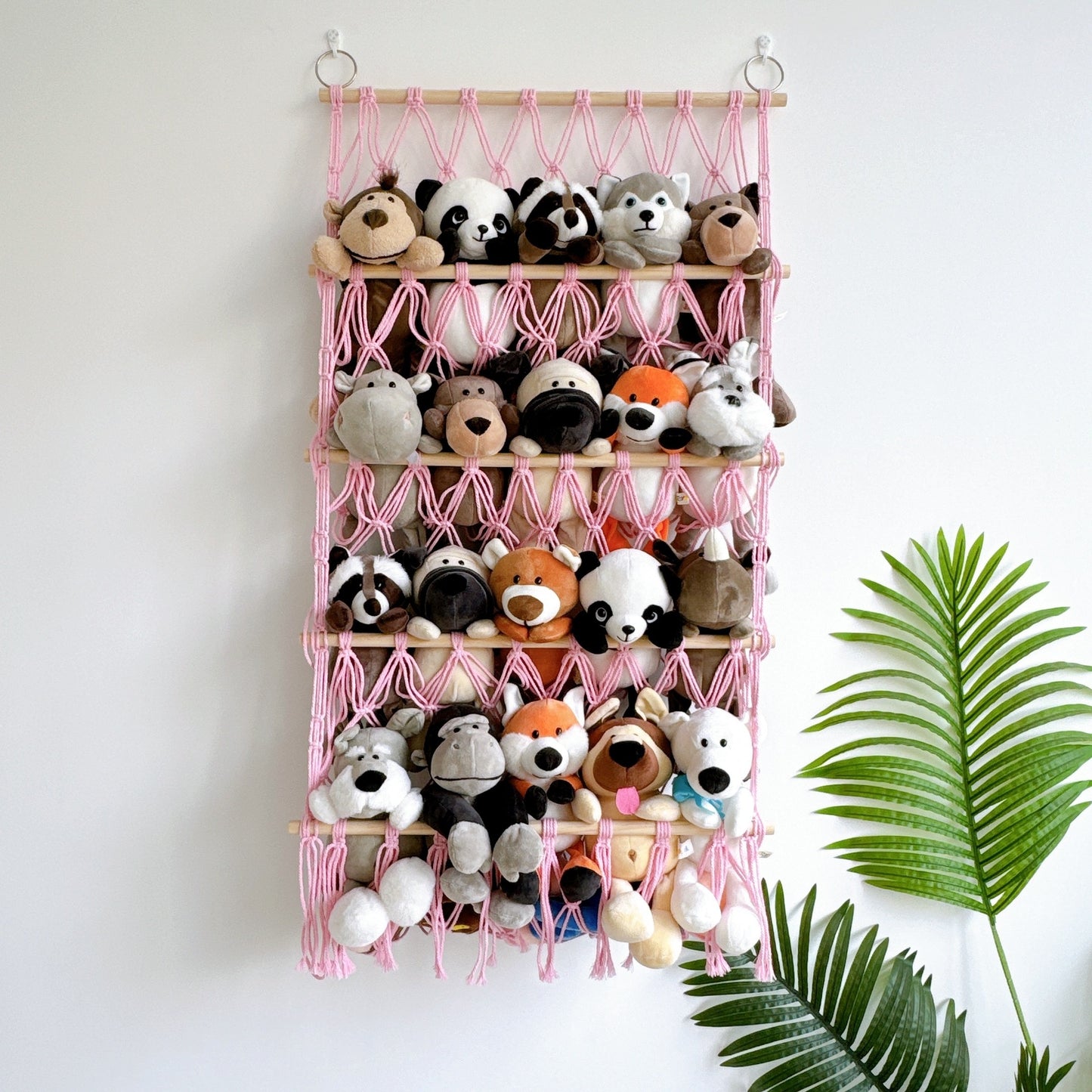 Bohemian Chic Plush Toy Storage Rack with Handwoven Baskets - Ideal for Bedroom, Daycare, Crafts, Bathroom Organization, and Gift Storage.