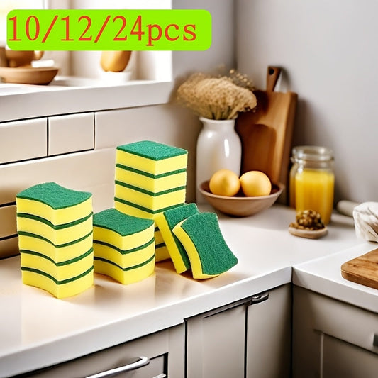 Get a 10/12/24 Pack of Multi-Purpose Cleaning Sponges with Dual-Sided Scrub Pads. These Home Cleaning Essentials are Scratch-Free and Ideal for the Kitchen, Living Room, Outdoor, Floor, and Furniture. Super Absorbent and Durable - No Electricity Needed!