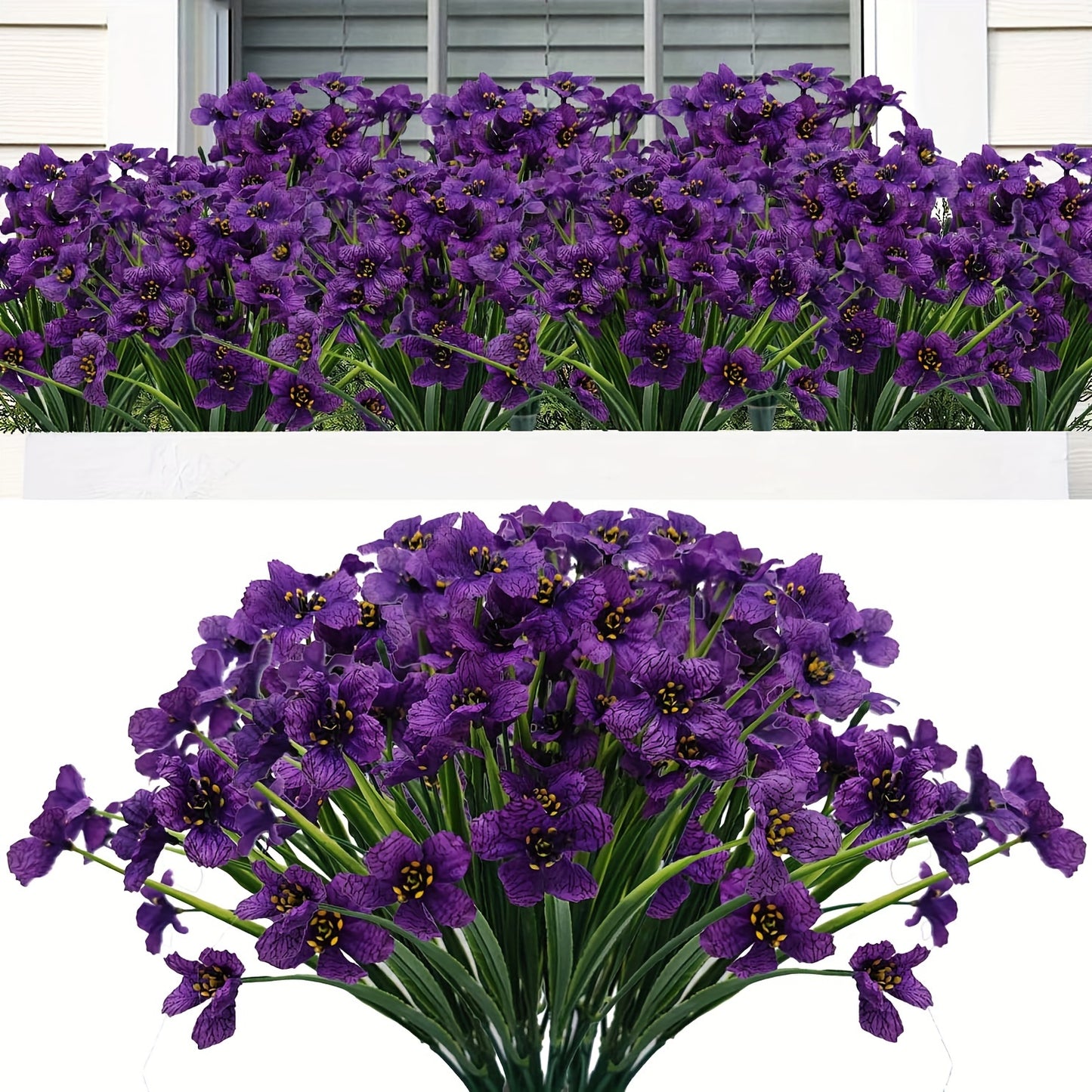 6 Bunches of UV Resistant Artificial Flowers for Outdoor and Home Decoration