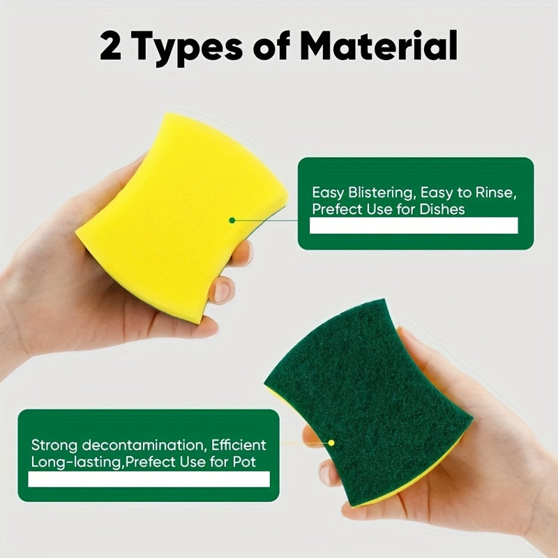 Get a 10/12/24 Pack of Multi-Purpose Cleaning Sponges with Dual-Sided Scrub Pads. These Home Cleaning Essentials are Scratch-Free and Ideal for the Kitchen, Living Room, Outdoor, Floor, and Furniture. Super Absorbent and Durable - No Electricity Needed!