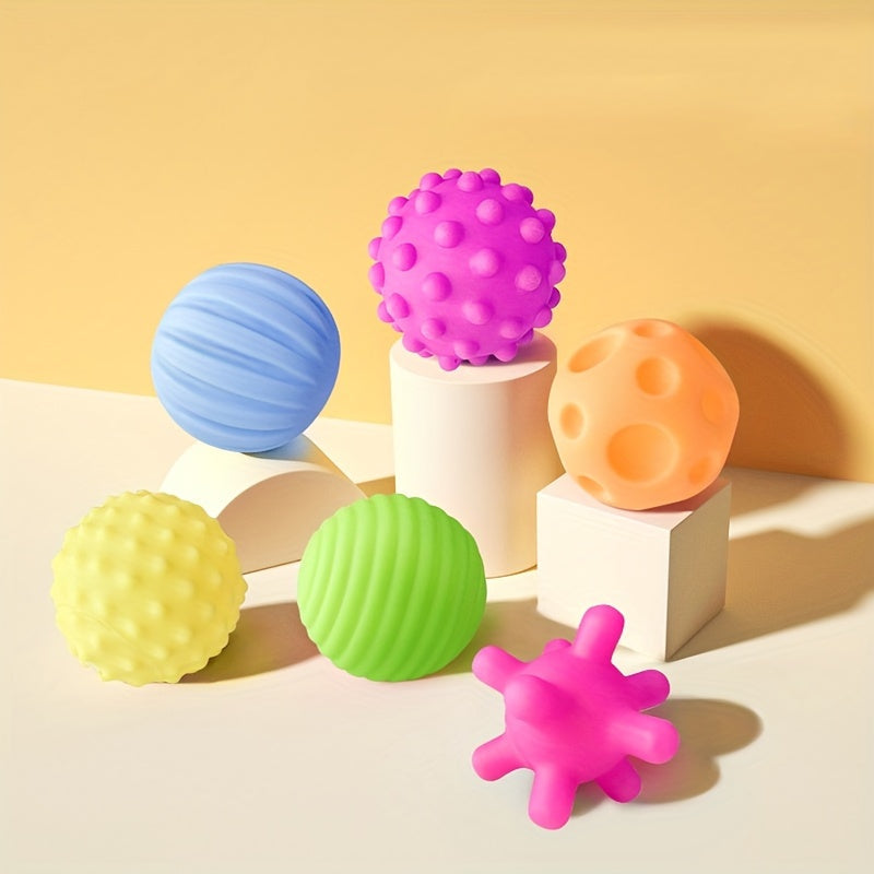 A Set of 6 Soft Rubber Hand Grip Pinch Balls Toys, Bagged Soft Rubber Hand Grasping Balls, Manhattan Tactile Perception Massage Balls, Puzzle Cognitive Balls for Chewing, Perfect Birthday, Christmas, Halloween, and New Year's Gifts for Friends!