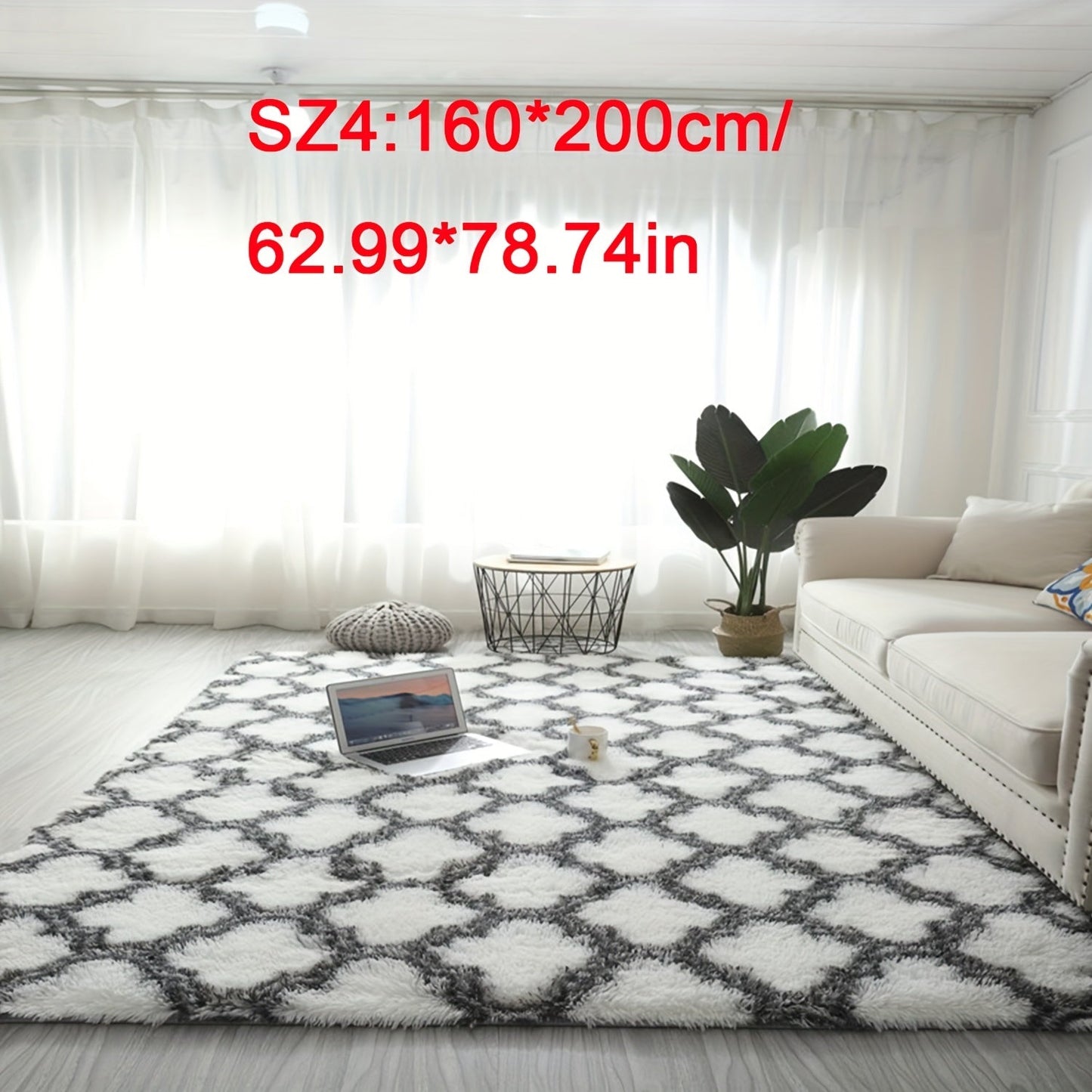 Fashionable checkered design rug, modern Nordic-style warm plush carpet. Soft and fluffy bedroom cushion, with a washable living room floor mat. Perfect for home decor, indoor supplies, bedside accessories, patio, garage, high traffic areas, and spring