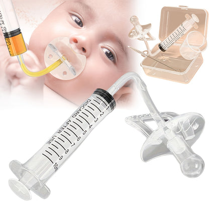 1 set of silicone medicine dispenser with pacifier dropper - transparent feeding tube, BPA-free essentials, easy-to-use medication syringe set.