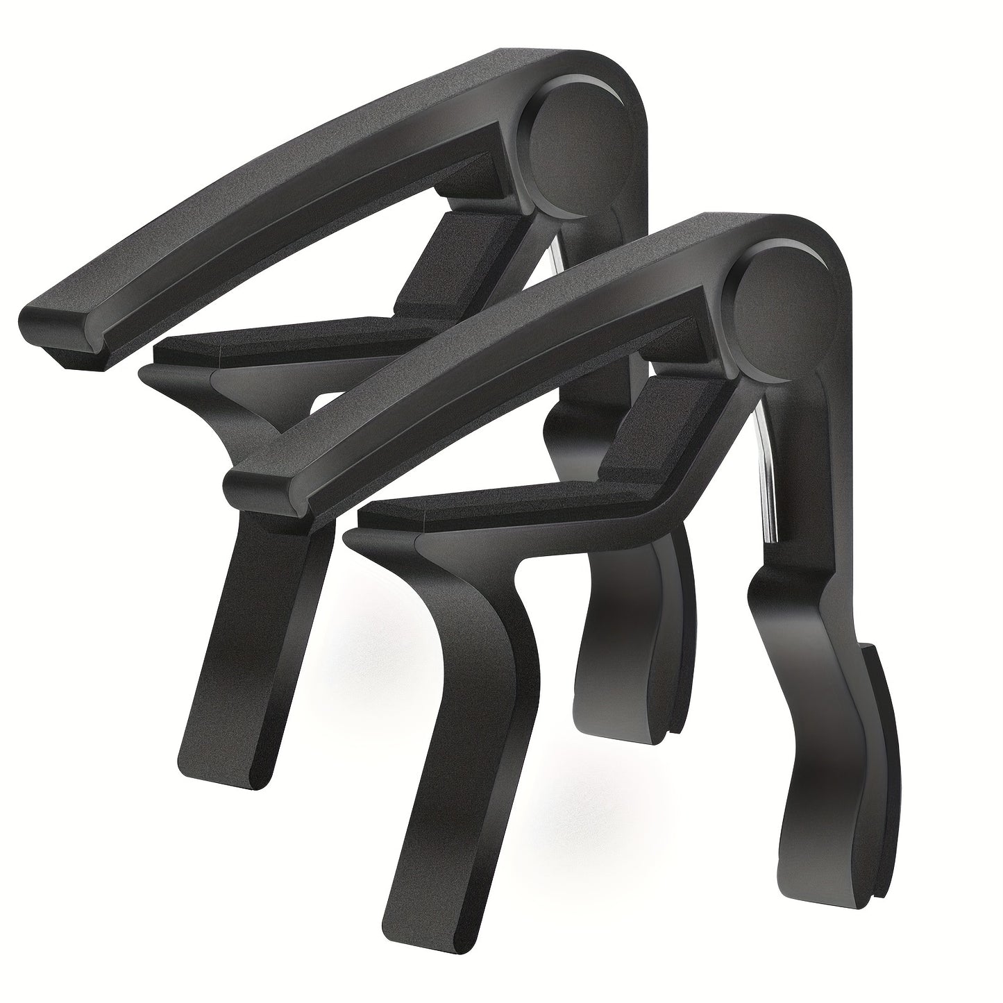 Pair of Guitar Capos for Acoustic, Electric, and Bass Guitars in Black and Rosewood.