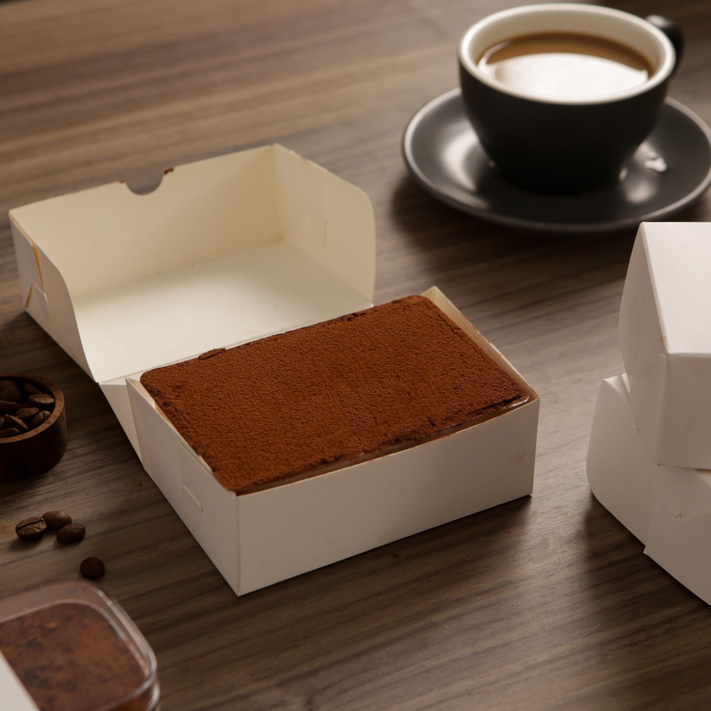 Tiramisu and Mousse Cake Dessert Packaging Box Set - Includes 5 or 10 Little Rectangle Boxes made of Paper Cardboard with Transparent Plastic Inserts. Perfect for Home Bakers and Chocolates. White Cardboard Gift Box for Bakery Take Out.