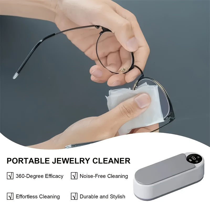 Our Electric Jewelry Glasses Cleaner offers high-frequency, quick cleaning in a multi-functional electric cleaning box. Safe for use on jewelry, makeup brushes, and various materials such as PVC, real leather, real faux fur, and plastic. Chemical-free