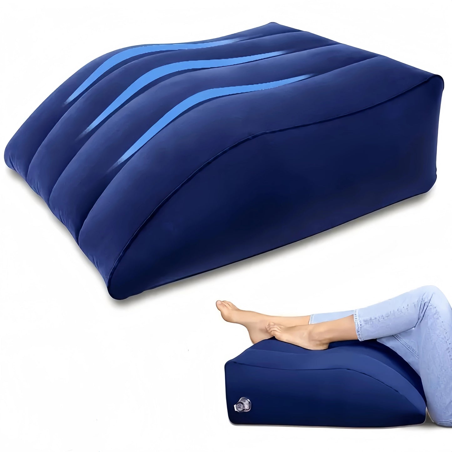 1 Piece Inflatable Leg Lift Pillow - Provides Comfortable Wedge Support for Sleeping, Back and Leg Pain Relief, Post-Surgery Recovery, Hip, Foot, Ankle Support - Made with Durable Polyester Fiber