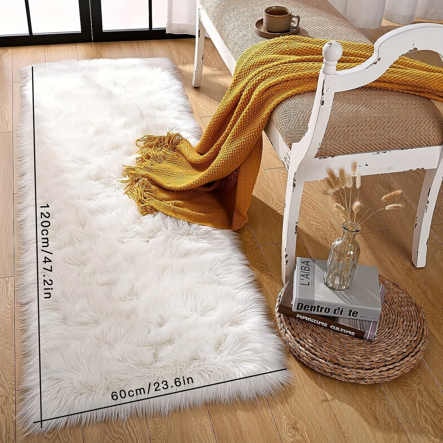 Luxurious Thick Shag Area Rug, Contemporary Rectangle Plush Fuzzy Carpet, Easily Washable, Non-Shedding Non-Slip Soft Furry Rug for Living Room Bedroom, Home Décor, and Room Enhancement.