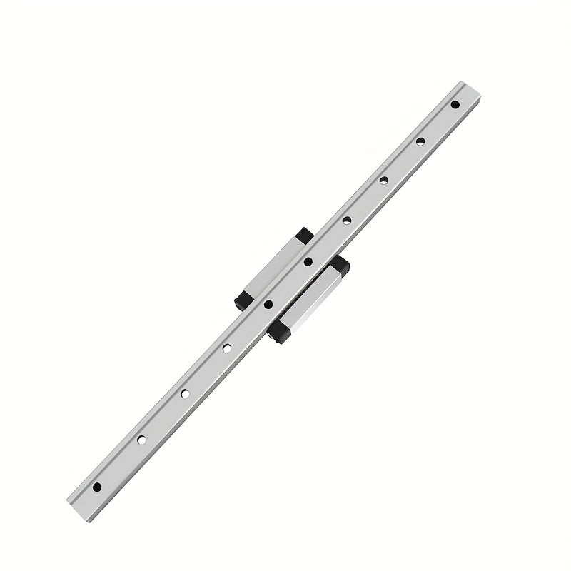 Durable steel linear rail with MGN9H sliding block for DIY projects. Features precision movement, easy installation with mounting holes, and compact steel construction.