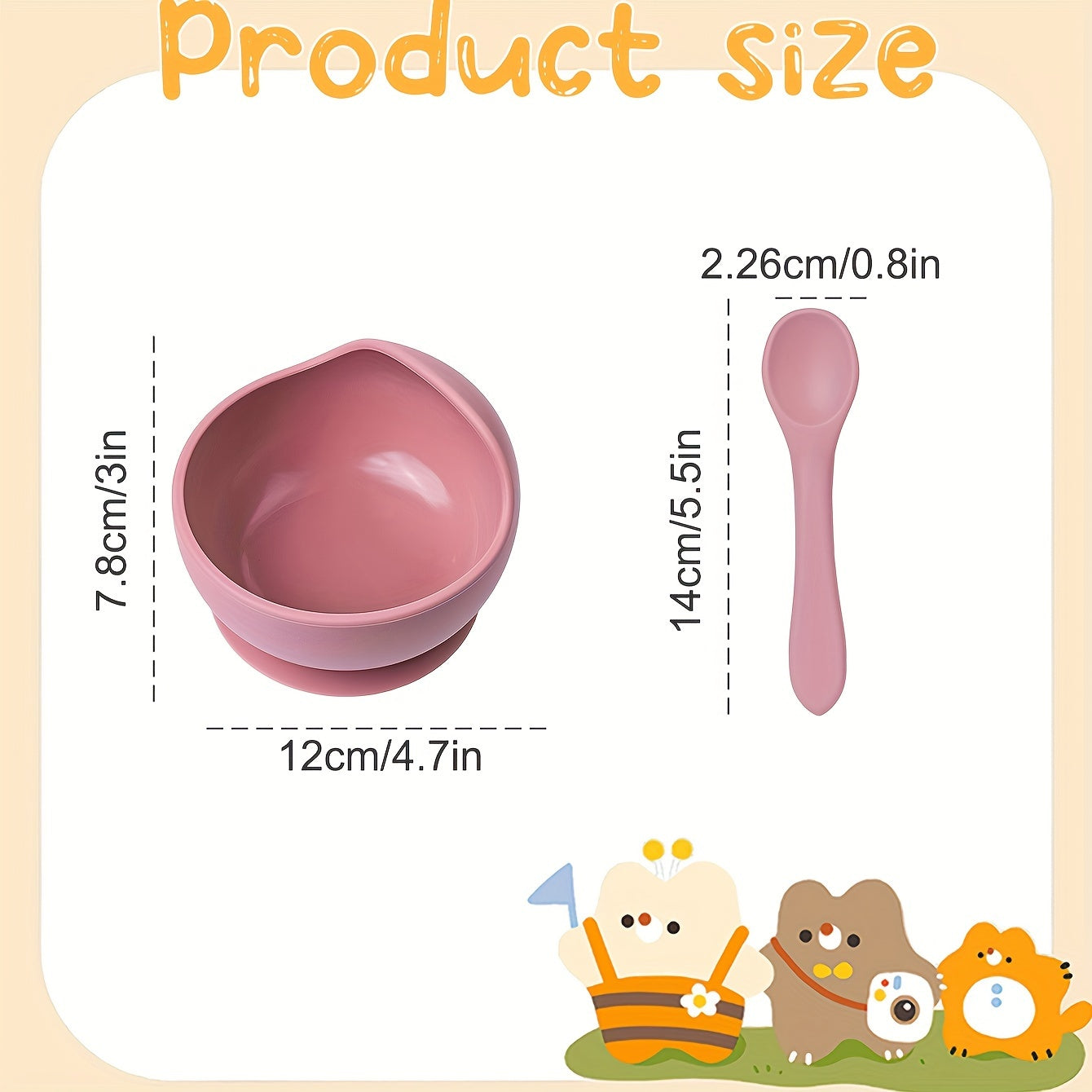 TYRY.HU offers personalized Customized Baby Bowl with Suction, featuring a 2-piece set of silicone bowl and spoon. These BPA-free self-feeding utensils are perfect for your little one. Personalized name option available.