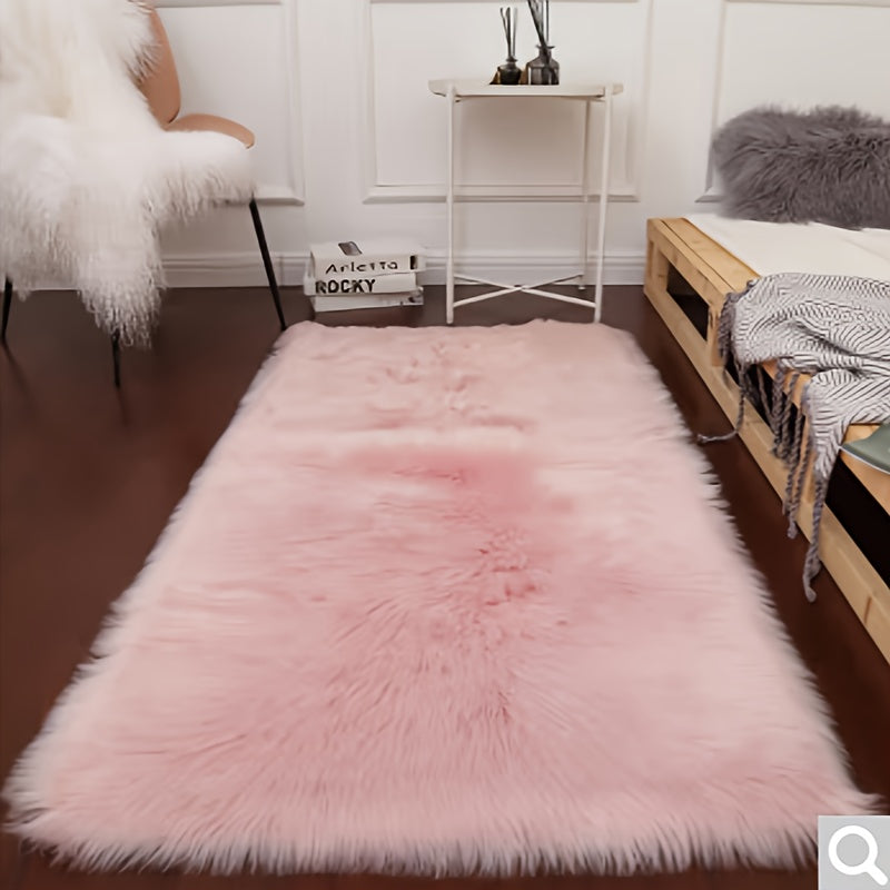 Plush White Faux Sheepskin Rug - Luxurious, Easy to Clean Carpet for Living Room & Bedroom, Ideal Holiday Present