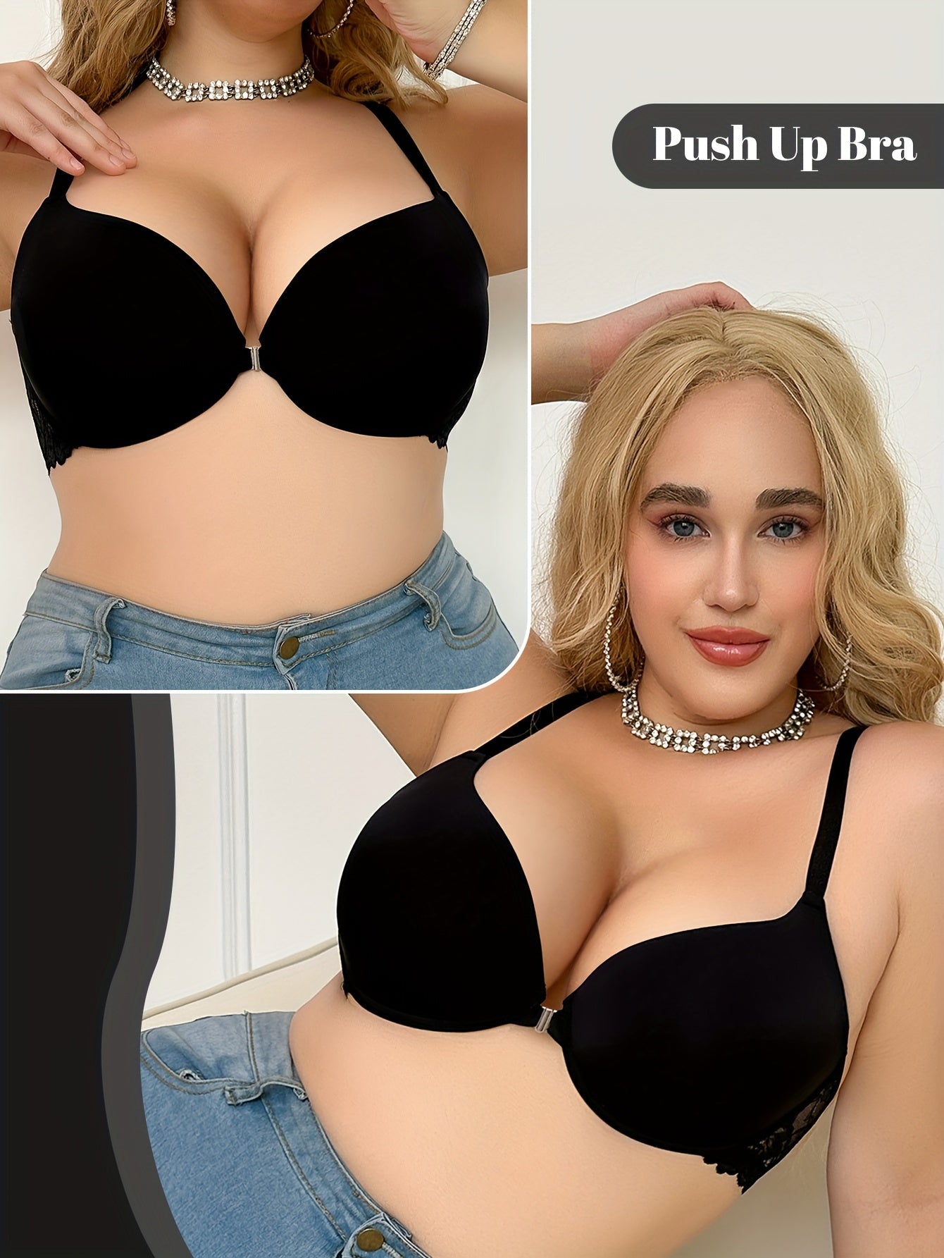 Glossy, push-up bra for women with sexy beauty back in large size.