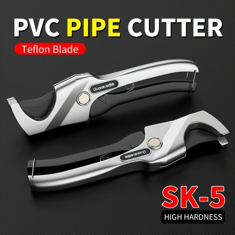 1pc OuDiSi Heavy-Duty PVC/PPR Pipe Cutter - Quick Cut Sharp Blade, Durable Steel Hand Tool for Effortless Cutting of Plastic & Water Pipes, Black Handle