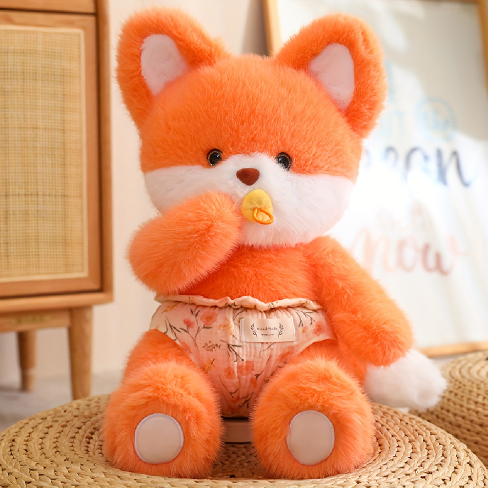 Soft and calming Fox, Bear, and White Cat plush dolls ideal for home decor or as a thoughtful gift.