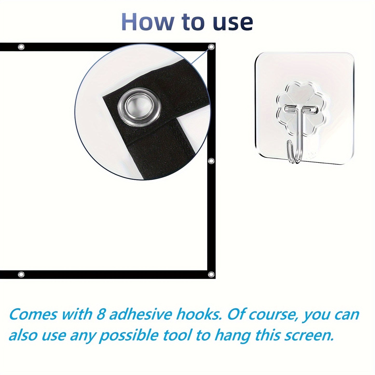 VERCORKIN Portable Projector Screen in 16:9 ratio, foldable, wrinkle-resistant, and dual-sided. Machine washable and available in multiple sizes for various uses.