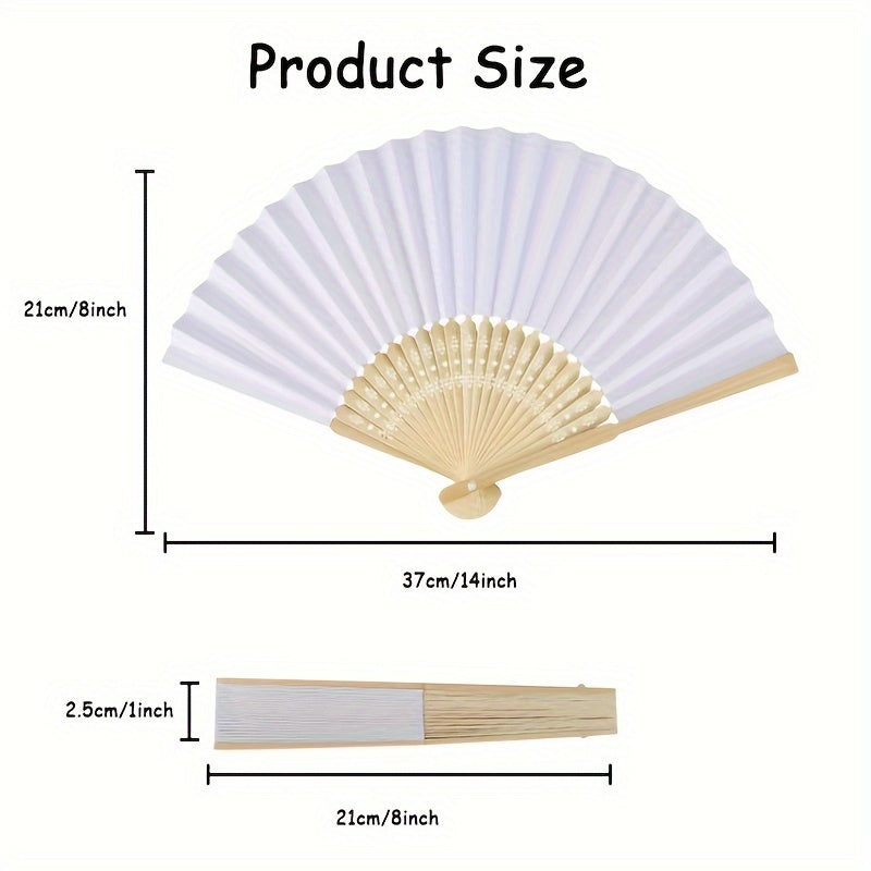 Pack of 10, 20, or 50 White Folding Fans for Weddings, Parties, and DIY Projects - Individually Packaged for Easy Gifting and Crafting