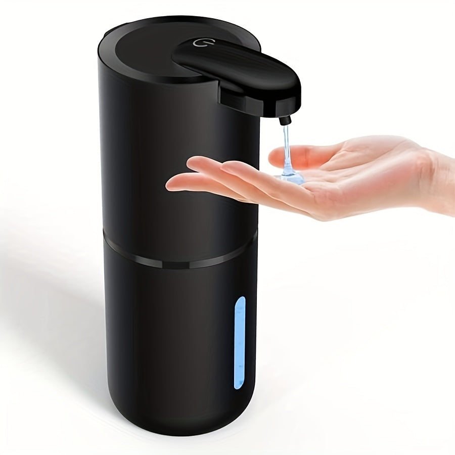 Wall-mounted 380ml Soap Dispenser with USB rechargeable battery offers touchless hand & lotion pump operation. Made of plastic with multi-level foaming press for bathroom use.