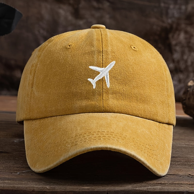 Airplane Embroidery Baseball Cap for outdoor activities, providing sun protection for mountaineering and fishing.