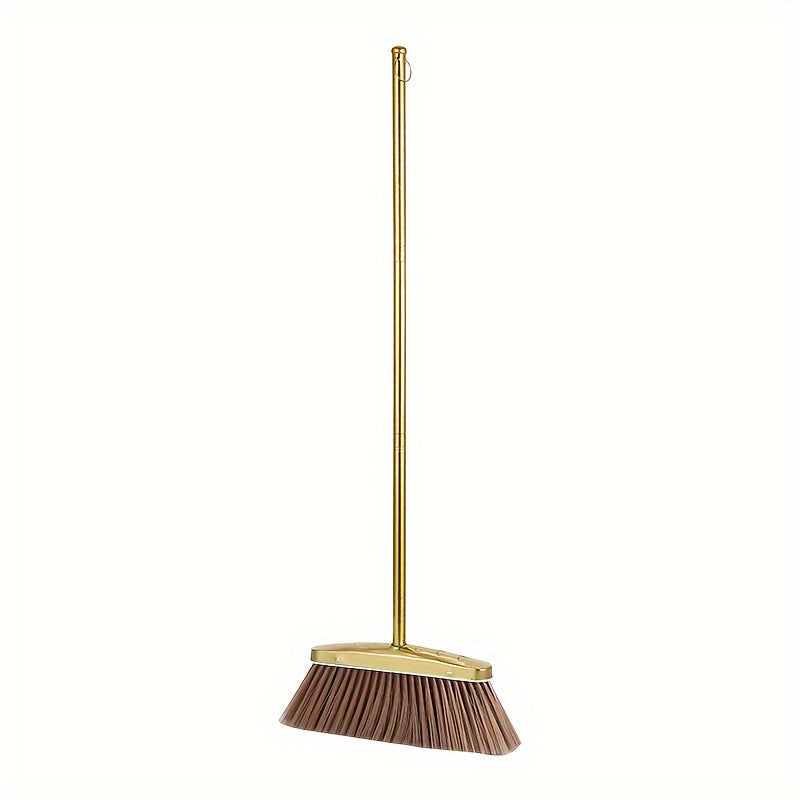 PMMJ Golden Stainless Steel Broom and Dustpan Set - Durable, Long Handle for Indoor/Outdoor Use, Vertical Design for Easy Cleaning, Upgrade Dustpan