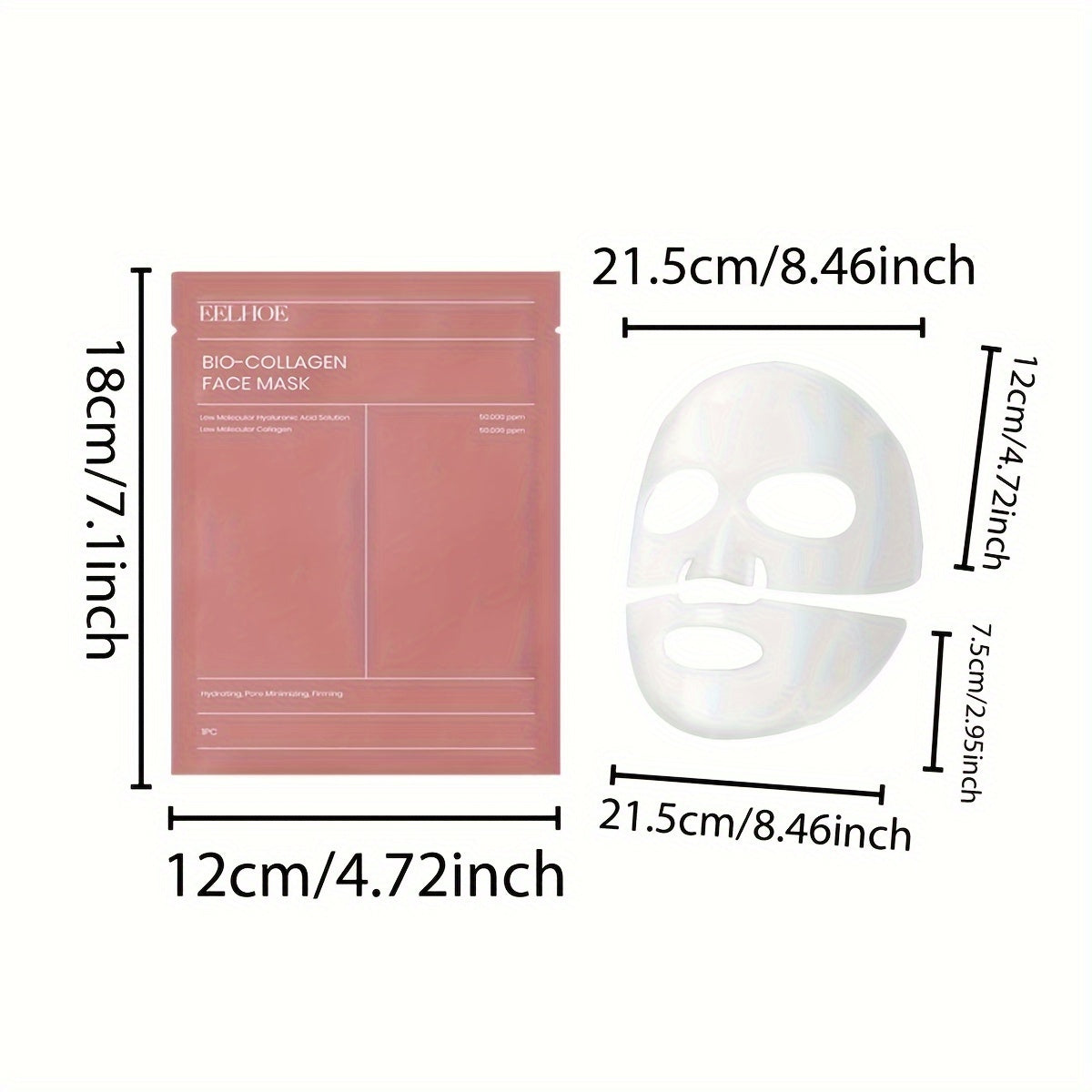 5-pack of collagen facial masks with hyaluronic acid and aloe, deeply moisturizing and alcohol-free. Suitable for all skin types, with a lemon scent.