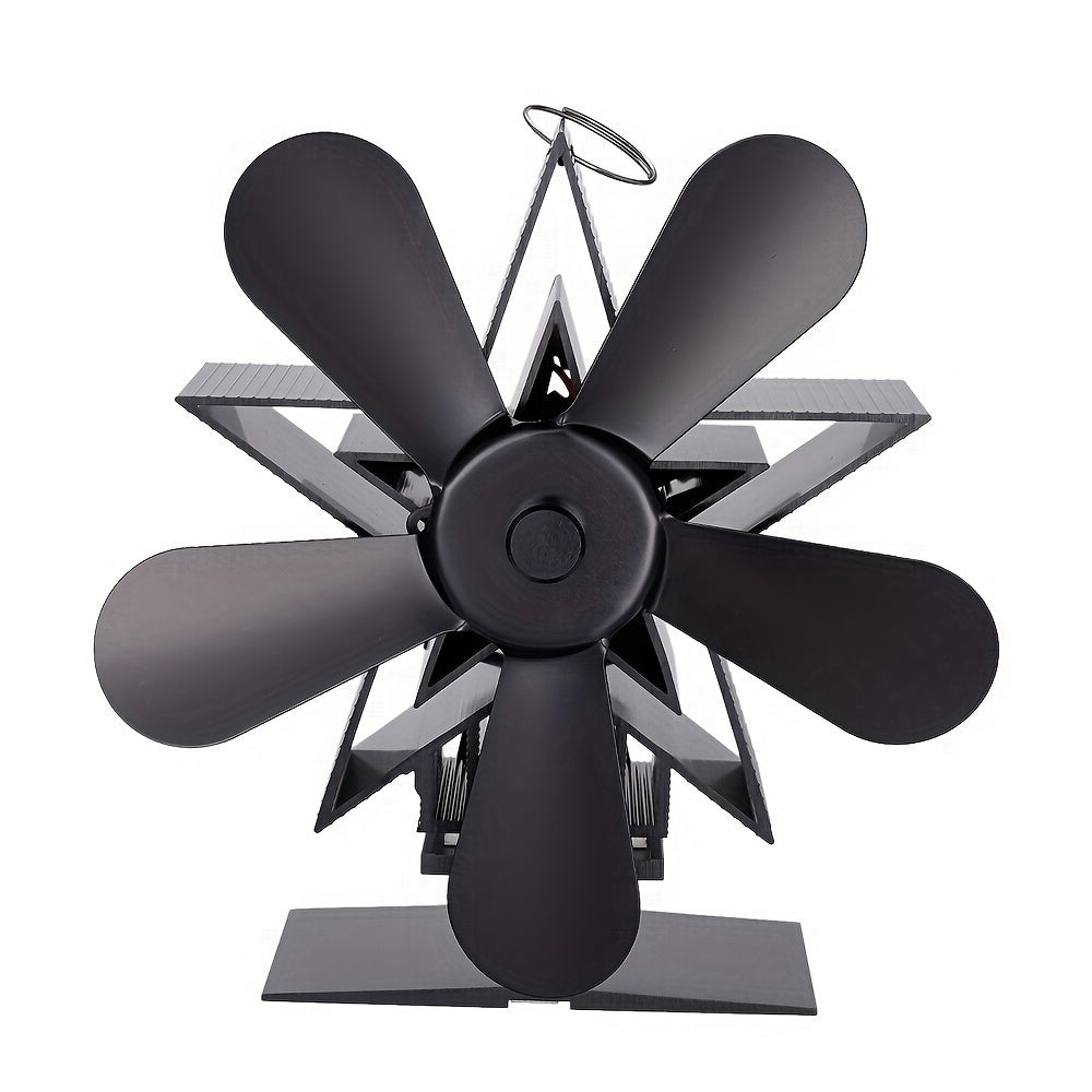 One piece of 4/5 blades fireplace fan with thermal power, produces quiet sound, saves energy, mounts on wall to circulate air in household, efficient heat dissipation, does not require electricity.